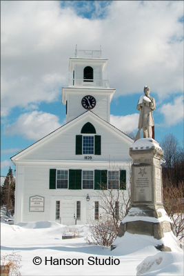 Bennington, NH - Church and Monument - Winter